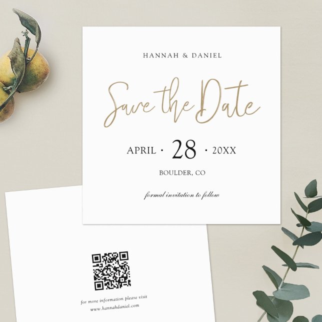Save The Date Simple Design Gold Enregistrer la date avec le cod (Créateur téléchargé)
