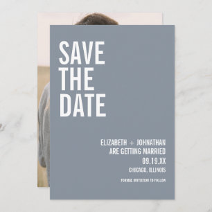 Save The Date Simple Dusty Blue Typographie Mariage Photo