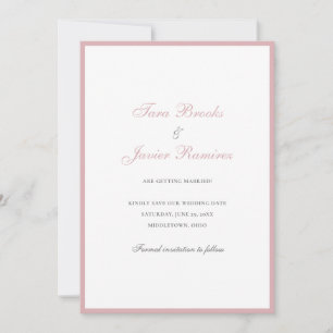 Save The Date Simple Dusty Rose rose Formal Mariage élégant