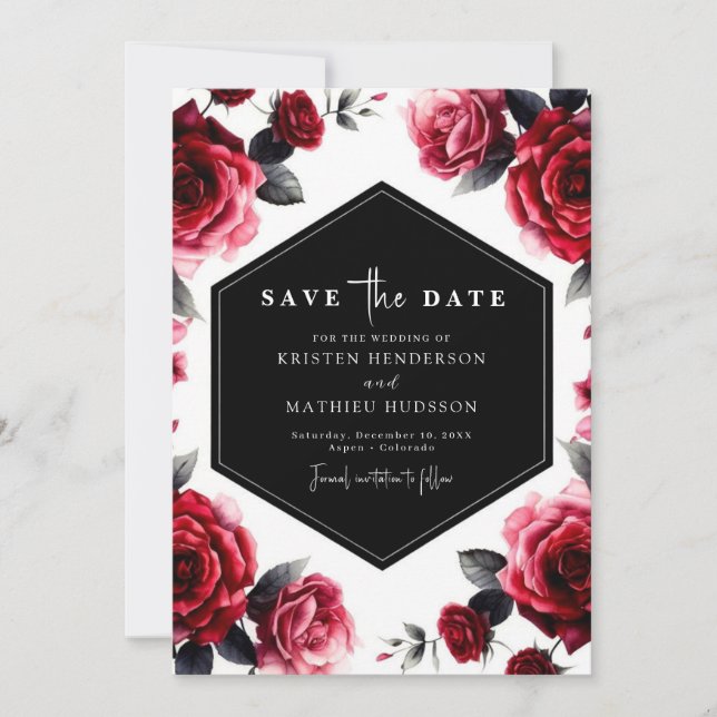 Save The Date Simple Elegance Crimson Mariage rouge (Devant)