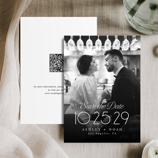 Save The Date Simple Élégance Écriture Chic Photo Mariage  (Simple Elegance Classy Script Photo Wedding Save The Date)