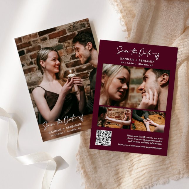 Save The Date Simple élégance moderne Boho Boho QR Code photo (Créateur téléchargé)