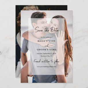 Save The Date Simple Elegant 2 Photo Overlay Script Mariage