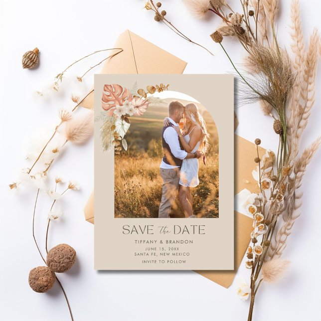 Save The Date Simple Elegant Arch Photo Boho Mariage (Simple Elegant Arch Photo Boho Wedding Save The Date)
