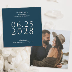 Save The Date Simple Elegant Carré de la marine Enregistrer la d