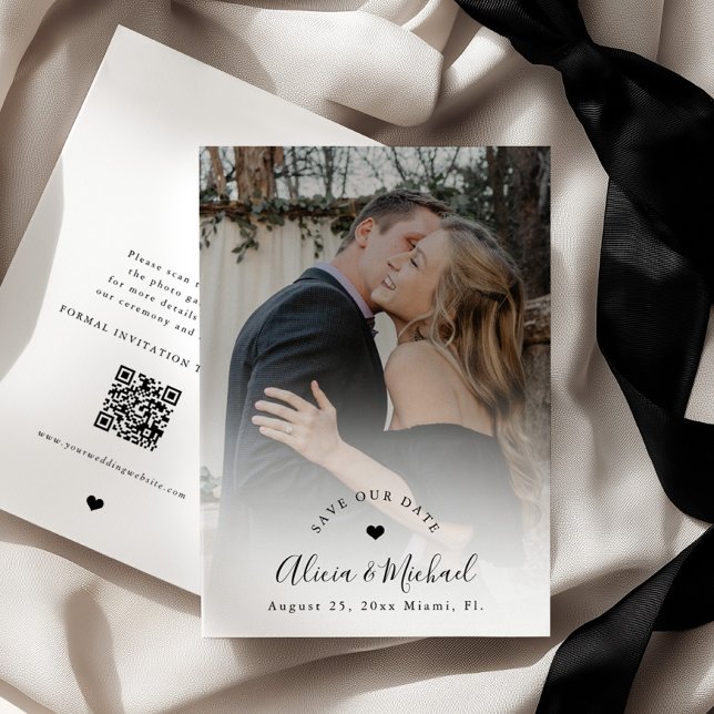 Save The Date Simple élégant code QR moderne photo mariage (Créateur téléchargé)