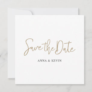 Save The Date Simple Élégant Design Gold Script personnalisé Mar