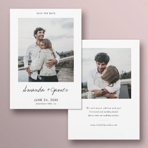 Save The Date Simple Elegant Deux Fiançailles photo Mariage