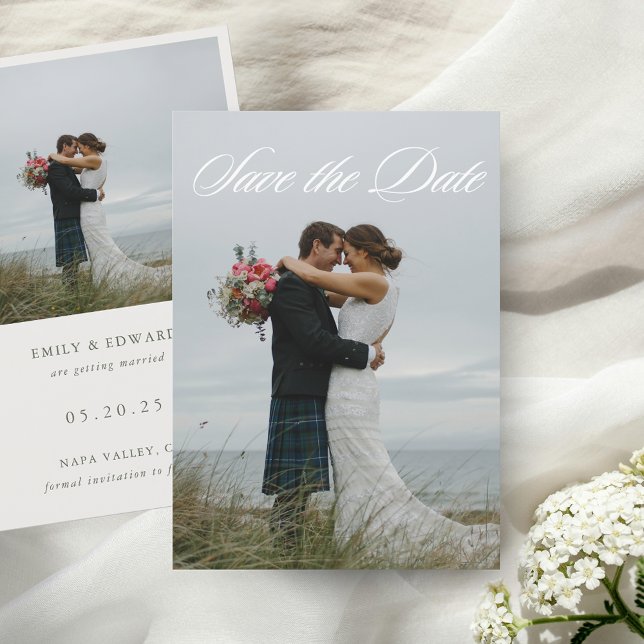 Save The Date Simple Elegant Deux Mariage Photo (Créateur téléchargé)