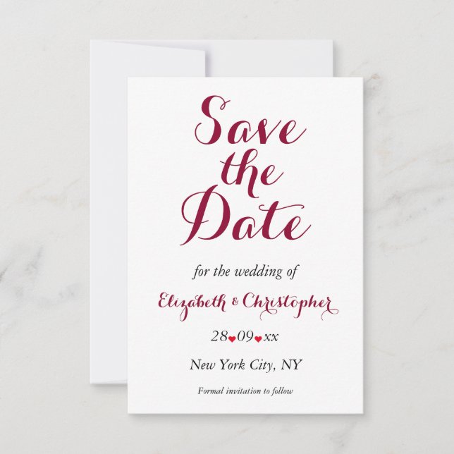 Save The Date Simple Élégant Mariage Blanc Fiançailles (Devant)