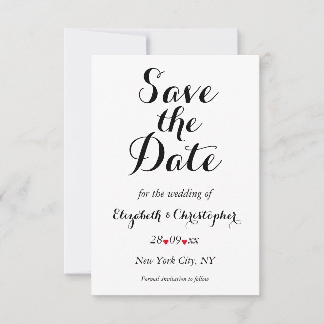 Save The Date Simple Élégant Mariage Engagement Blanc (Devant)