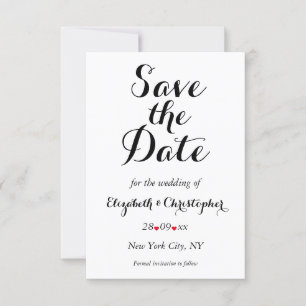Save The Date Simple Élégant Mariage Engagement Blanc