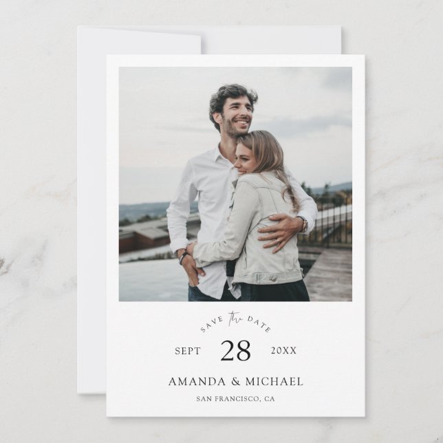 Save The Date Simple élégant Mariage photo de script moderne (Devant)