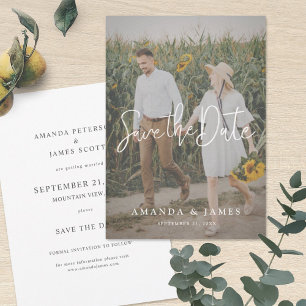 Save The Date Simple élégant Mariage photo de script moderne