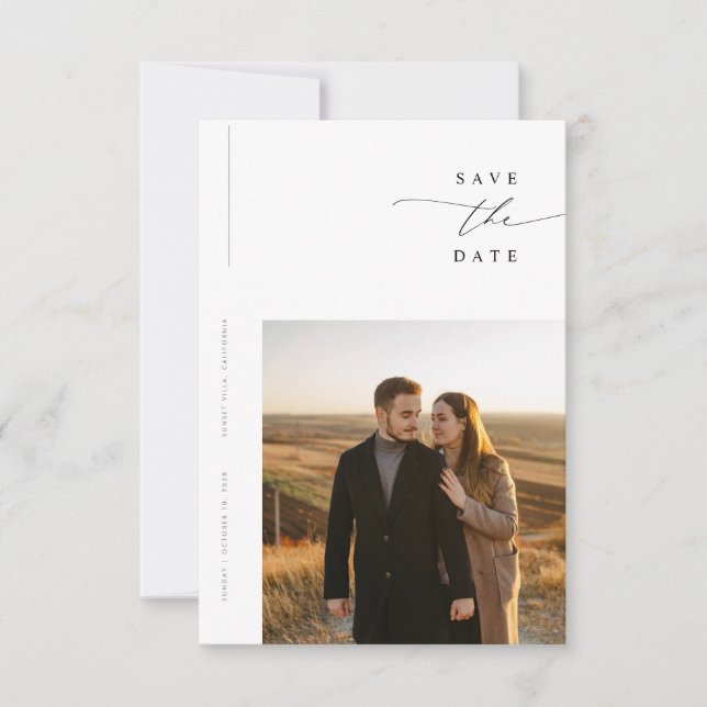 Save The Date Simple Elegant Modern Photo Wedding Budget (Devant)