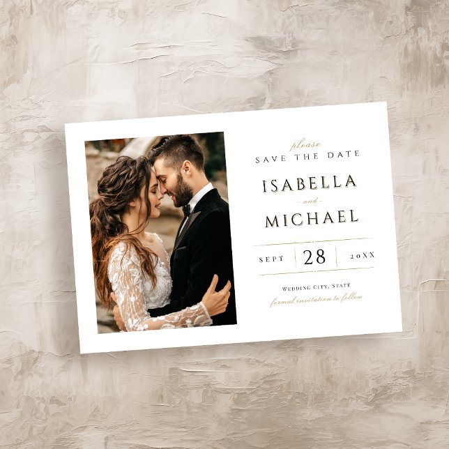 Save The Date Simple Élégant Moderne Élégant Luxe Photo (Simple Elegant Modern Classy Luxury Photo Save The Date)