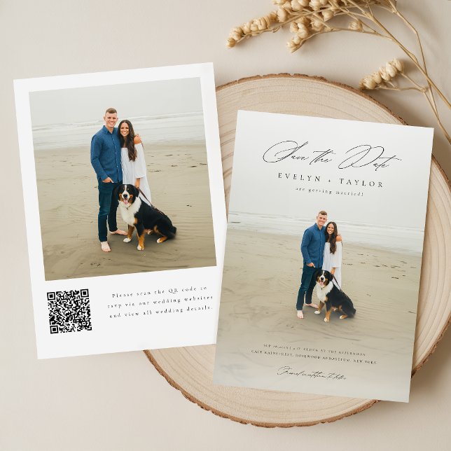 Save The Date Simple Élégant Moderne Mariage Photo Code QR (Créateur téléchargé)