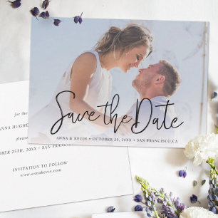 Save The Date Simple Elegant moderne Mariage photo de script noi