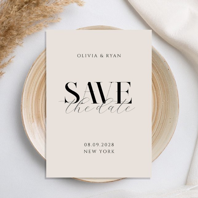 Save The Date Simple élégant moderne noir et ivoire Mariage chic (Créateur téléchargé)