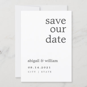 Save The Date Simple Elegant Moderne Non Photo Mariage Personnal
