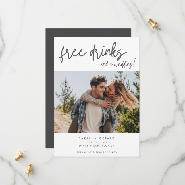 Save The Date Simple Elegant Moderne Photo Drôle Mariage (Devant/Arrière en situation)