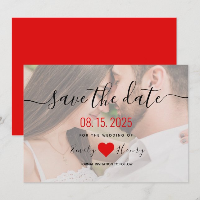 Save The Date Simple Élégant Moderne Photo Mariage (Devant / Derrière)