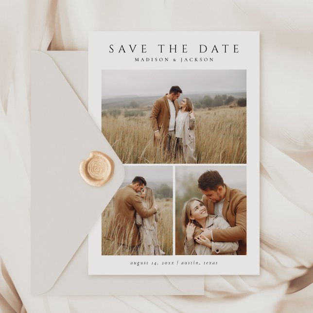 Save The Date Simple Elegant Moderne Quatre Photo (Créateur téléchargé)