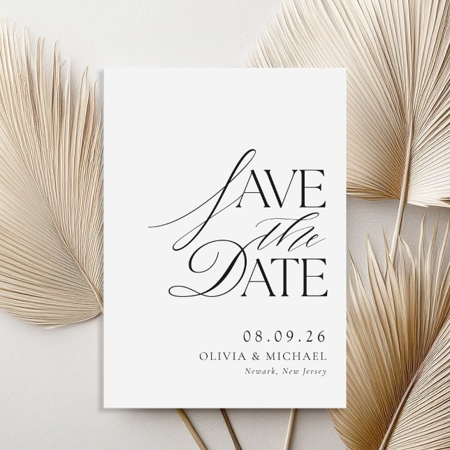 Save The Date Simple Elegant noir et blanc Mariage chic (Créateur téléchargé)
