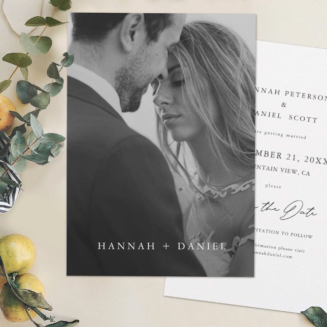 Save The Date Simple Elegant noir et blanc photo (Créateur téléchargé)