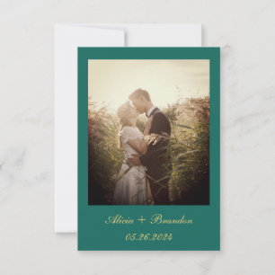 Save The Date Simple Elegant Photo Emerald Green Texte Mariage