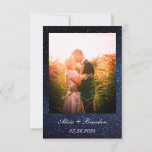 Save The Date Simple Elégant Photo Galaxy Céleste Texte Mariage