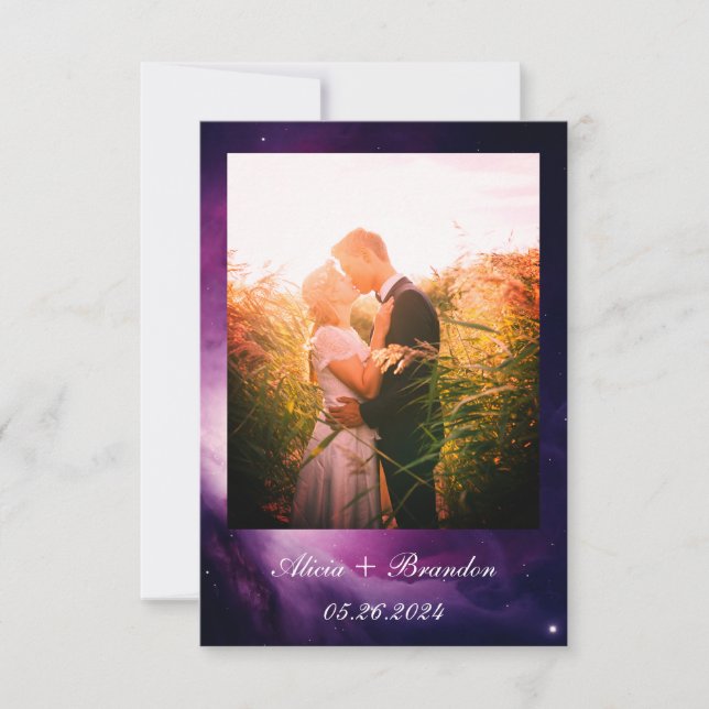 Save The Date Simple Elégant Photo Galaxy Céleste Texte Mariage (Devant)
