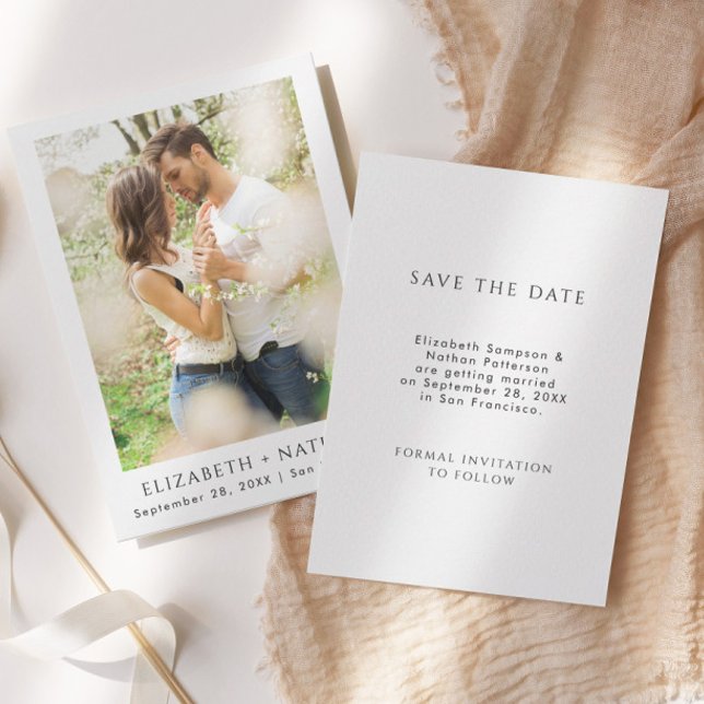 Save The Date Simple Élégant Photo | Mariage (Créateur téléchargé)
