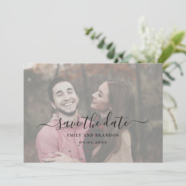Save The Date Simple Élégant Photo Mariage Moderne (Debout devant)