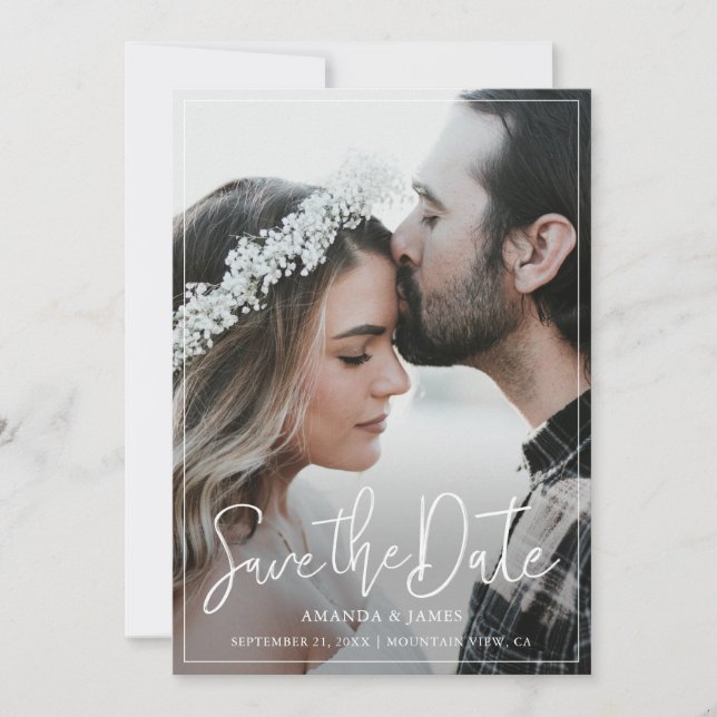 Save The Date Simple Elegant Photo moderne Enregistrer la date M (Devant)