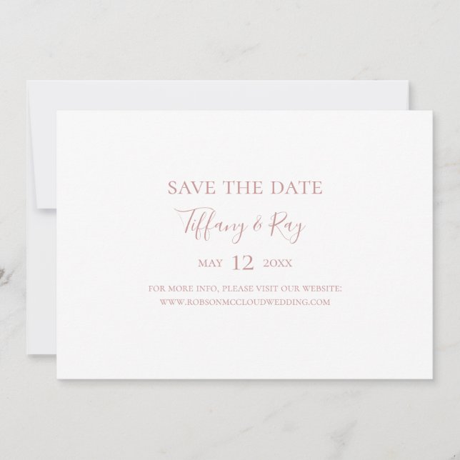 Save The Date Simple Elegant Rose Gold Horizontal Enregistrer la (Devant)
