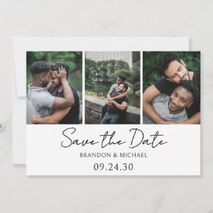 Save The Date Simple Élégant Script Photo LGBTQ