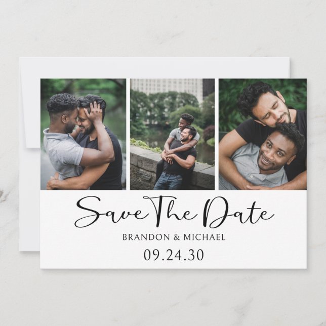 Save The Date Simple Élégant Script Photo LGBTQ (Devant)