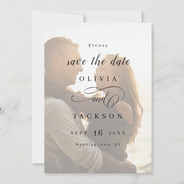 Save The Date Simple élégant script romantique photo enregistrer (Devant)