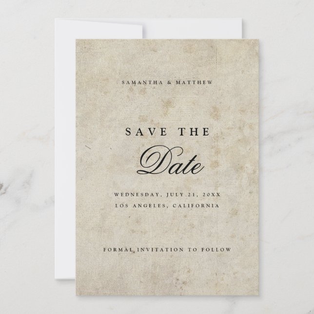 Save The Date Simple Élégant Script Vintage Wedding (Devant)