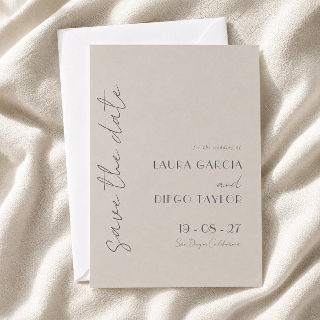 Save The Date Simple Élégant Taupe Mariage (Créateur téléchargé)