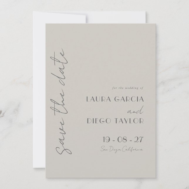 Save The Date Simple Élégant Taupe Mariage (Devant)
