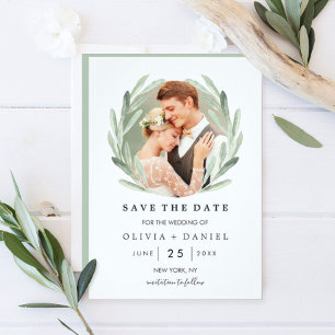 Save The Date Simple élégante couronne mariage Enregistrer la ph