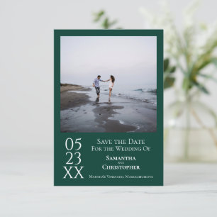 Save The Date Simple Emerald Green Modern Minimal Mariage photo