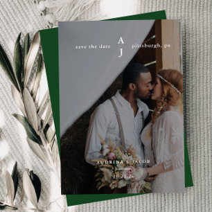 Save The Date Simple Emerald Green Photo Mariage