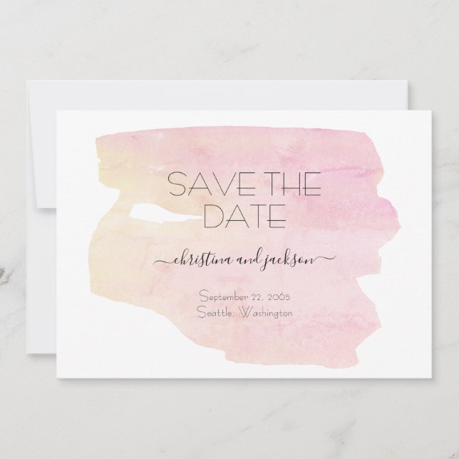 Save The Date Simple Épingle & Jaune Aquarelle Swash Save Date (Devant)