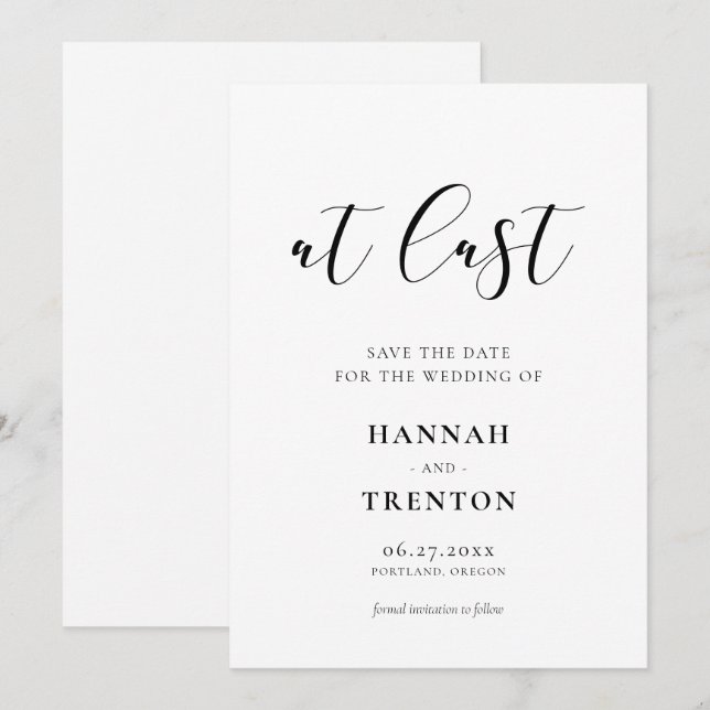 Save The Date Simple et élégant design Enfin (Devant / Derrière)