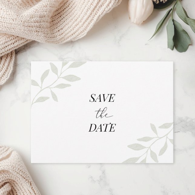 Save The Date Simple et Élégant Feuillage Photo Mariage Enregist (Créateur téléchargé)