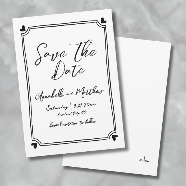 Save The Date Simple Faire Dessin Mariage Date à Sauvegarder (Simple Hand Drawn Wedding Save The Date)