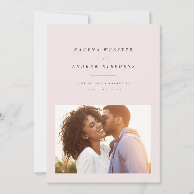 Save The Date Simple faire part de date de mariage rose pâle mod (Devant)